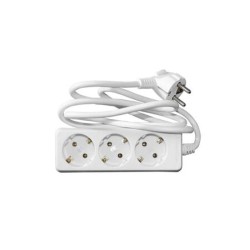 Πολύπριζο Λευκό 3θέσεων - 1.5mm καλώδιο 3X1mm - Adeleq