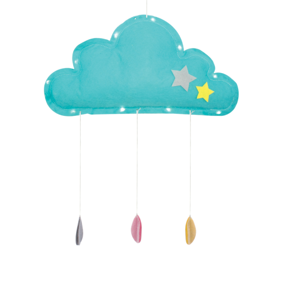 Bambini Pendant Cloud LED 0.6W 3000k 2 X CR2032/ Battery 3V Felt  / Multicolour 16x4x30cm - acadecor 