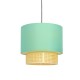 Pendant light 2 x E27 LED 15W Fabric + Rattan + Metal / Mint green + Natural  D40xH150CM NISYROS - acadecor