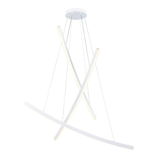 Φωτιστικό κρεμαστό LED 60W 3000k 4200lm Αλουμίνιο + PVC Σύρμα καλώδιο / Λευκό μάτ 102X15X110CM NAAVA - acadecor