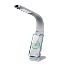 LED Πορτατίφ Γραφείου με ασύρματη φόρτιση Κύκνος 8W 230V/12VDC Λευκό - adeleq
