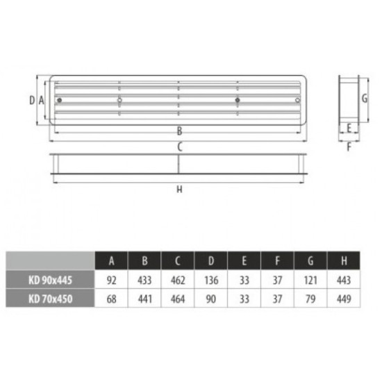 Περσίδα πλαστική εξαερισμού για πόρτα 90x445mm Λευκή  - DABLER