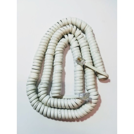 Spiral telephone cable white 1m USA - 4P4C
