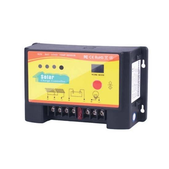 Ρυθμιστής φόρτισης PWM  12 / 24V DC 10A νυχτερινής λειτουργίας και χρονοδιακόπτη - 01012V - acaenergy