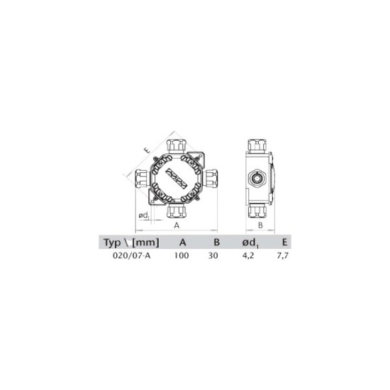 Κουτί Διακλάδωσης 4 τάπες Φ21 σειρά CROSS IP54 Φ69x30mm - Davler 