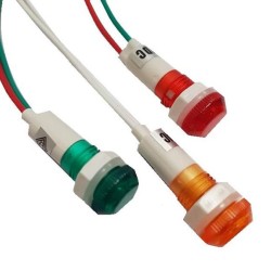 Ενδεικτική λυχνία - Φ12 - Με ροζέτα & Καλώδιο - Κίτρινη - 230V - PR012Υ - Xindali