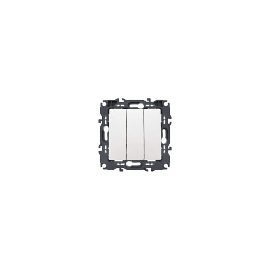Διακοπτης τριπλός απλός με βίδα 1+1+1P 10AX 250V AC λευκό PRIME acaelec