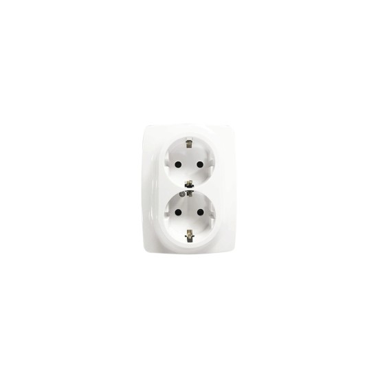 Πρίζα σούκο ασφαλείας διπλή λευκό 2X2P+E 16A 250V~ PRIME acaelec