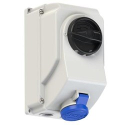 Πρίζα IP44 επίτοιχη 3x16A με διακόπτη 0-1 κ δυνατότητα κλειδώματος με λουκέτο - PCE