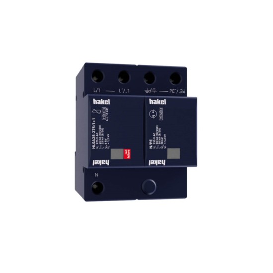 Αντικεραυνικό παλμικού ρέυματος & Απαγωγέας υπερτάσεων 1+1 HSLA25-275/1+1 |SPD T1+T2+T3 | Hakel®