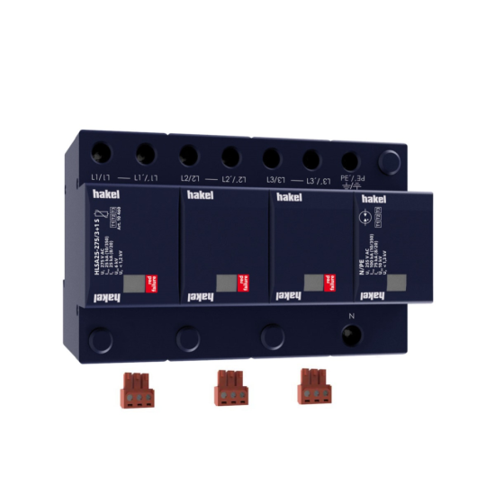 Αντικεραυνικό παλμικού ρέυματος & Απαγωγέας υπερτάσεων HLSA25-275/3+1 | SPD T1+T2+T3| Hakel®