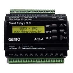 Προγραμματιζόμενος λογικός ελεγκτής PLC ράγας 8 ψηφιακών εισόδων - 5 Ανοικτων εξόδων 100-240VAC(50/60Hz) - AR2-A-230VAC-8D-RTC - GEMO