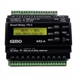 Προγραμματιζόμενος λογικός ελεγκτής PLC ράγας 12 ψηφιακών / 2 Αναλογικών εισόδων - 10 Ανοικτων εξόδων 100-240VAC(50/60Hz) - AR2-A-230VAC-12D2A-RTC - GEMO