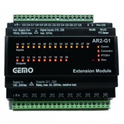 Μονάδα επέκτασης PLC ράγας 12 ψηφιακών / 2Αναλογικών εισόδων (0-10V) - 10 Ανοικτων εξόδων 100-240VAC(50/60Hz) - AR2-G1-230VAC-12D2A-RTC - GEMO