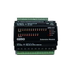 Μονάδα επέκτασης PLC ράγας 12 ψηφιακών / 2Αναλογικών εισόδων (0-10V) - 10 Ανοικτων εξόδων 100-240VAC(50/60Hz) - AR2-G1-230VAC-12D2A-RTC - GEMO