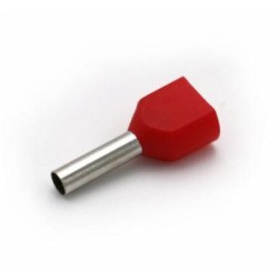 Μύτη μονωμένη διπλή τύπου telemecanique κόκκινη 2x1,00mm² - adeleq