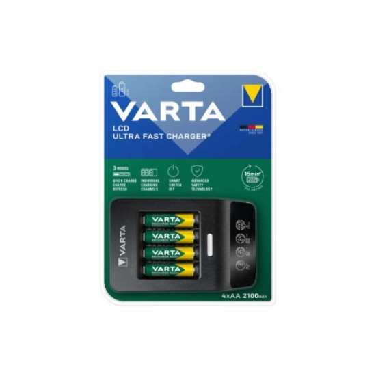 Ultra fast charger LCD for battery ΑΑ / ΑΑΑ 128604 - VARTA