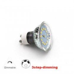 Λάμπα Led GU10 Γυάλινο 5W 230V 105° Ντιμαριζόμενη.3 Επιπέδων Ψυχρό - adeleq