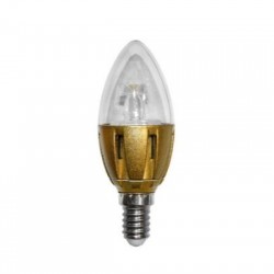 Λάμπα Led Κεράκι Αλουμινίου διάφανο Χρυσή Βάση Ε14 3W Ψυχρό - adeleq