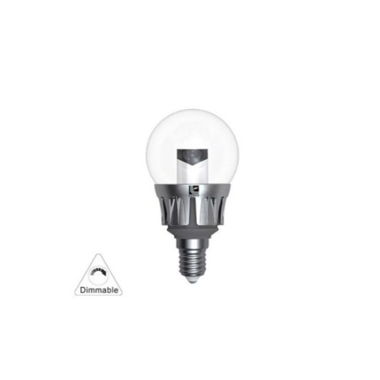 Λάμπα Led Σφαιρικό διάφανο ασημί αλουμινίου Ε14 5W Ντιμαριζόμενο Θερμό - adeleq