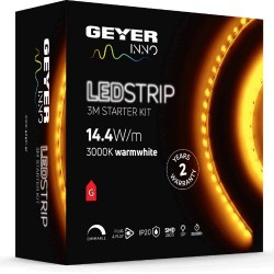 Ταινία Led 7.2w/m 3000K - Blister Kit - 3Μέτρα - IP20 Με τροφοδοτικό 12V DC - 139244 - Geyer