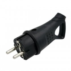 Φις σούκο αρσενικό καουτσούκ με χειρολαβή 16A 250V Μάυρο - adeleq