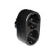 Adaptor with double schuko white  white / black - Adeleq