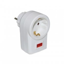 Adaptor with one schuko and surge protection white color white / black - Adeleq