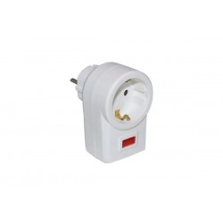 Adaptor with one schuko and surge protection white color white / black - Adeleq
