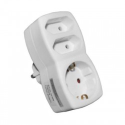 Adaptor schuko to 2Pole and 1 schuko socket, white - Adeleq