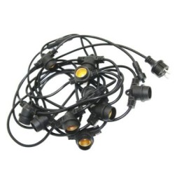 Γιρλάντα Επεκτεινομενη 10 Ντουί Ε27 10μ 2x0,75mm² IP44 Μάυρη - adeleq