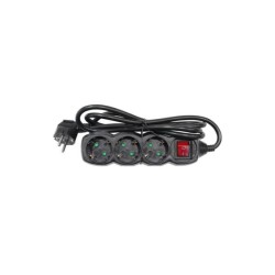 Multiple 3 sockets black -  Lighting switch on/off - 1.5m cable 3x1.5 - Adeleq