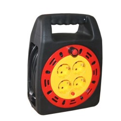 Προέκταση Καρούλι Τετράγωνο Πλαστικό Κλειστό 4Πρίζες 3x1.5mm² 15μ - adeleq