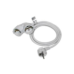 Cable extension with schuko with 2 sockets with cable 3x1.5mm² 2m white - Adeleq