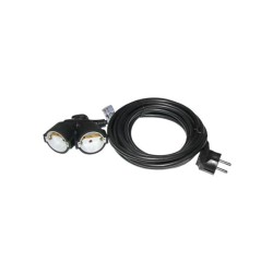 Cable extension with schuko with 2 sockets with cable 3x1.5mm² 2m Black - Adeleq