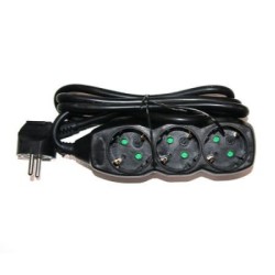 Πολύπριζο μάυρο 3 θέσεων - 1.5m καλώδιο 3X1.5mm - Adeleq