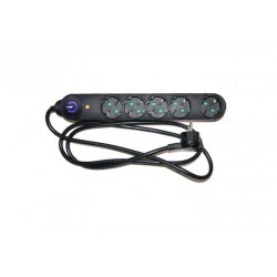 Πολύπριζο μάυρο με 5 σούκο & Διακόπτη με 1,5 μ Καλώδιο 3Χ1,5mm αντικεραυνική προστασία - Adeleq