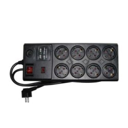 Πολύπριζο μάυρο με 8 σούκο+2Θυρ USB 1,5 μ Καλώδιο 3Χ1,5mm αντικεραυνική προστασία - Adeleq