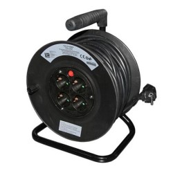 Προέκταση Καρούλι Τετράγωνο Πλαστικό Ανοικτό 4Πρίζες 3x1.5mm² 25μ - adeleq