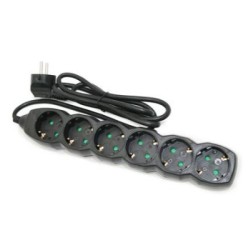 Πολύπριζο Μάυρο 6θέσεων - 1.5mm καλώδιο 3X1mm - Adeleq