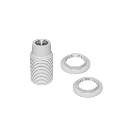 Plastic lampholder E14 M10(1/8'') white with thread with two rings White - adeleq