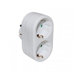 Adaptor with double schuko white  white / black - Adeleq