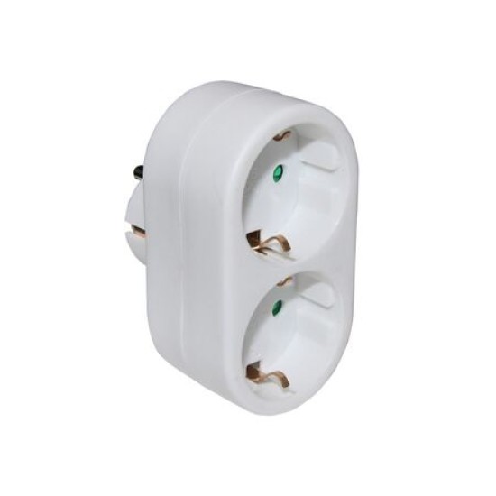 Adaptor with double schuko white  white / black - Adeleq
