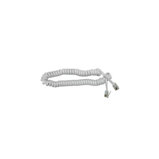 Καλώδιο ακουστικού τηλεφώνου σπιράλ 2μ / 4μ - Λευκό / Μάυρο - adeleq