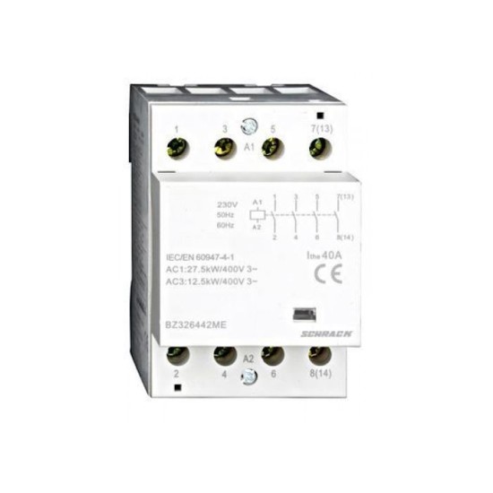 Ρελέ ισχύος ράγας 3 Στοιχείων - 4NO - 40A 230V AC - BZ326442ME - Schrack