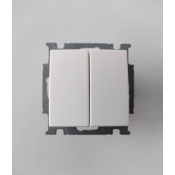 Διακόπτης Διπλός αλέ ρετούρ λευκό - Μηχανισμός/Πλακίδιο Basic - Busch-Jaeger