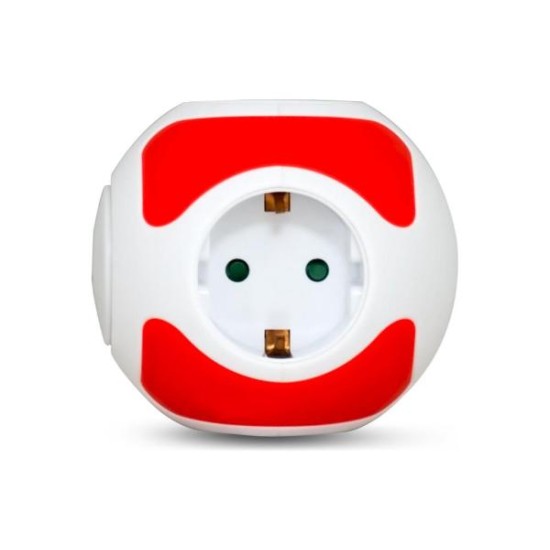 Πολύπριζο Μπάλα ποδοσφαίρου Κόκκινο 4θέσεων + Διακόπτη φωτιζόμενο LED - 1.4mm καλώδιο 3X1.5 - KICKO - GEYER