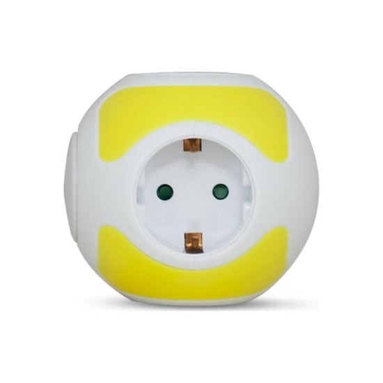 Multiple 4 sockets Yellow - ball + Lighting switch on/off - 1.4mm cable 3x1.5  - KICKO - GEYER