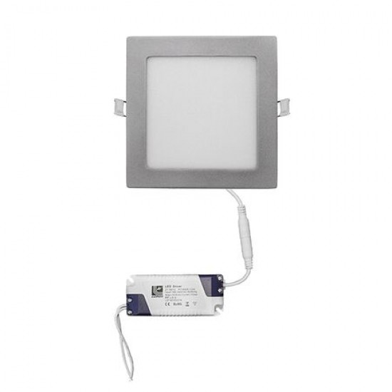 Led down light 12W Square slim type - 6300K 120deg - Silver - Adeleq