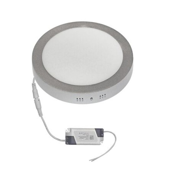 Φωτιστικό Led οροφής στρογγυλό πλήρες με τροφοδοτικό 230V - 18W 3000K IP20 - 120deg - Ασημί - Adeleq